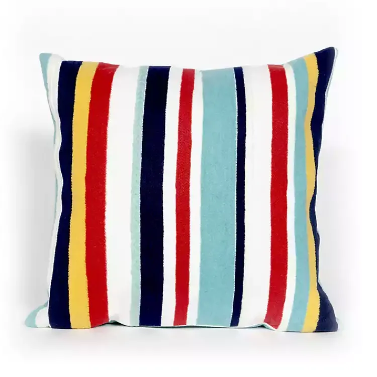 Outdoor Cushions & Pillows-Kirklands Home Blue & Red Lamontage Stripe Outdoor Throw Pillow