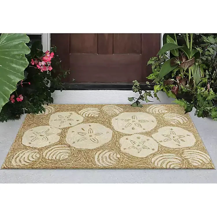 Outdoor Rugs-Kirklands Home Natural Sand Dollar Outdoor Accent Rug