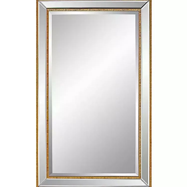 Decorative Mirrors-Kirklands Home Beveled Rectangular Wall Mirror Gold