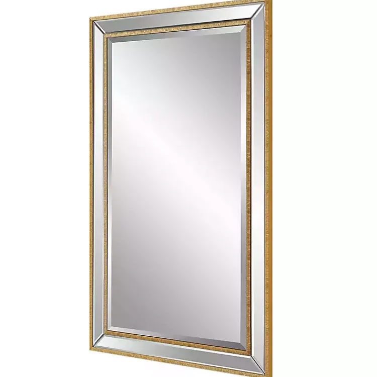 Decorative Mirrors-Kirklands Home Beveled Rectangular Wall Mirror Gold