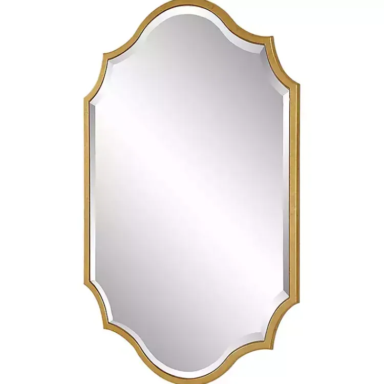 Decorative Mirrors-Kirklands Home Gold Leaf Curved Metal Wall Mirror