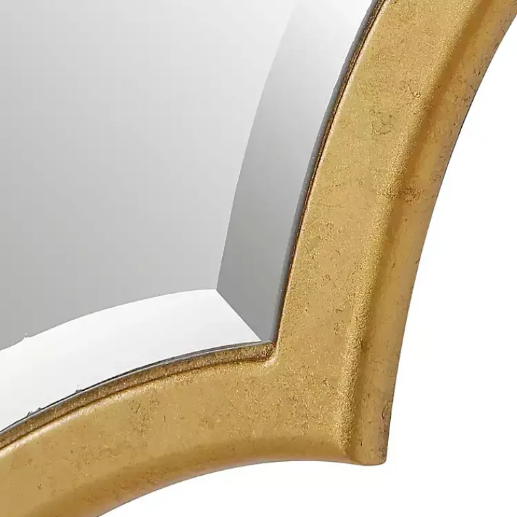 Decorative Mirrors-Kirklands Home Gold Leaf Curved Metal Wall Mirror