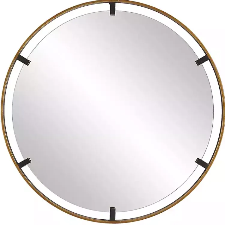 Decorative Mirrors-Kirklands Home Gold Suspended Round Wall Mirror