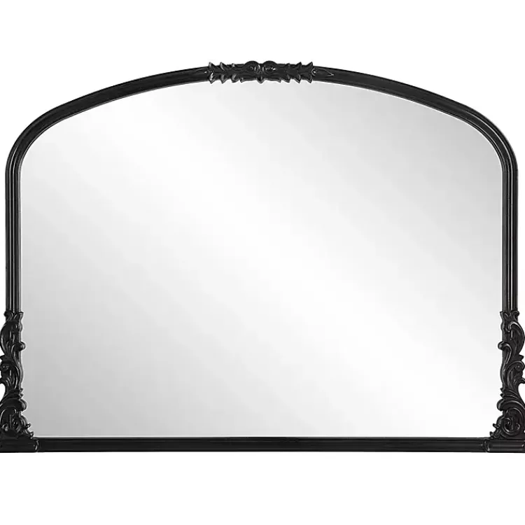 Decorative Mirrors-Kirklands Home Satin Baroque Arched Wall Mirror Black