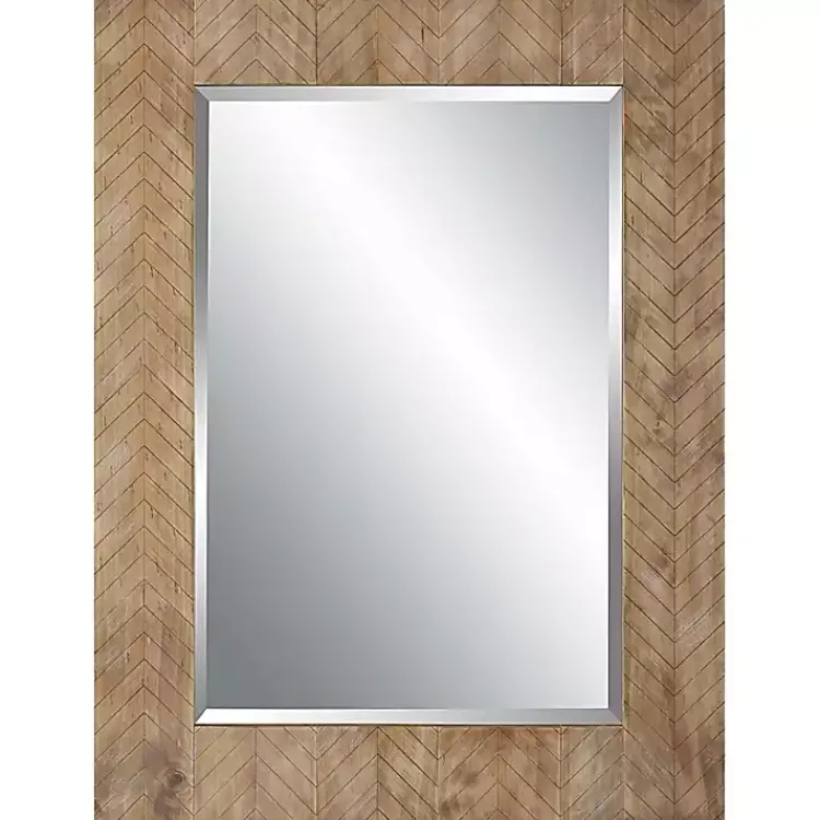 Decorative Mirrors-Kirklands Home Natural Chevron Wood Wall Mirror