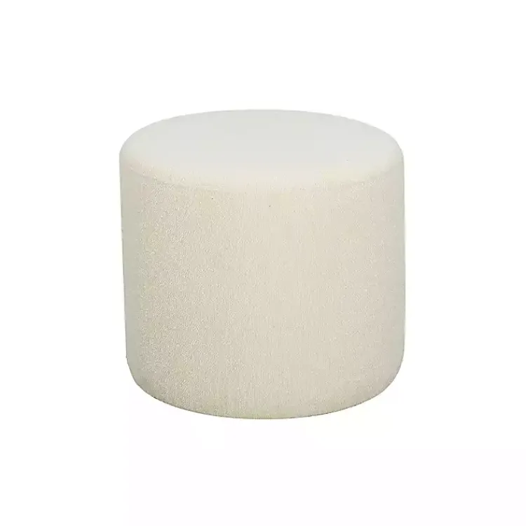 Benches & Ottomans-Kirklands Home Newton Boucle Cylinder Ottoman Ivory