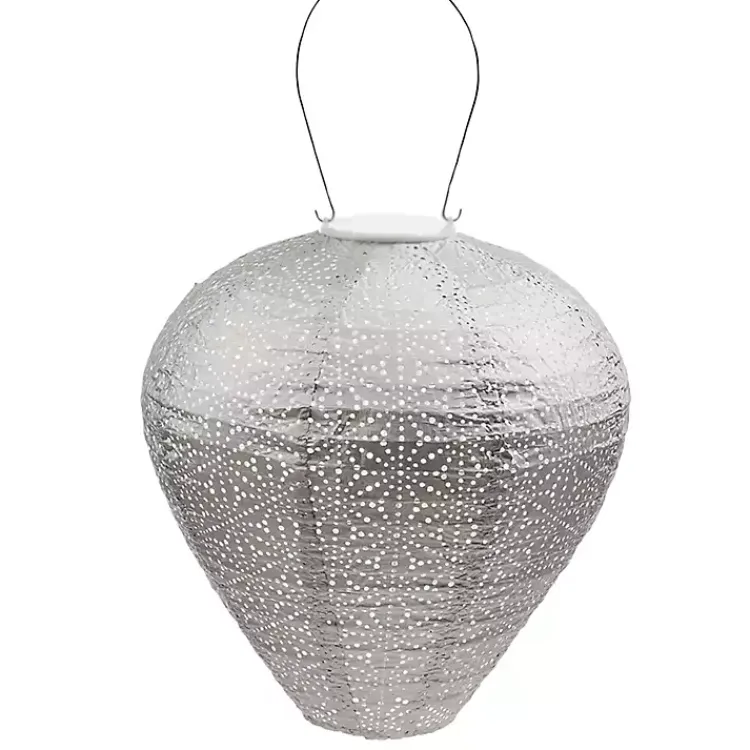 Outdoor Lighting-Kirklands Home LED Taupe Balloon Outdoor Hanging Lantern Gray