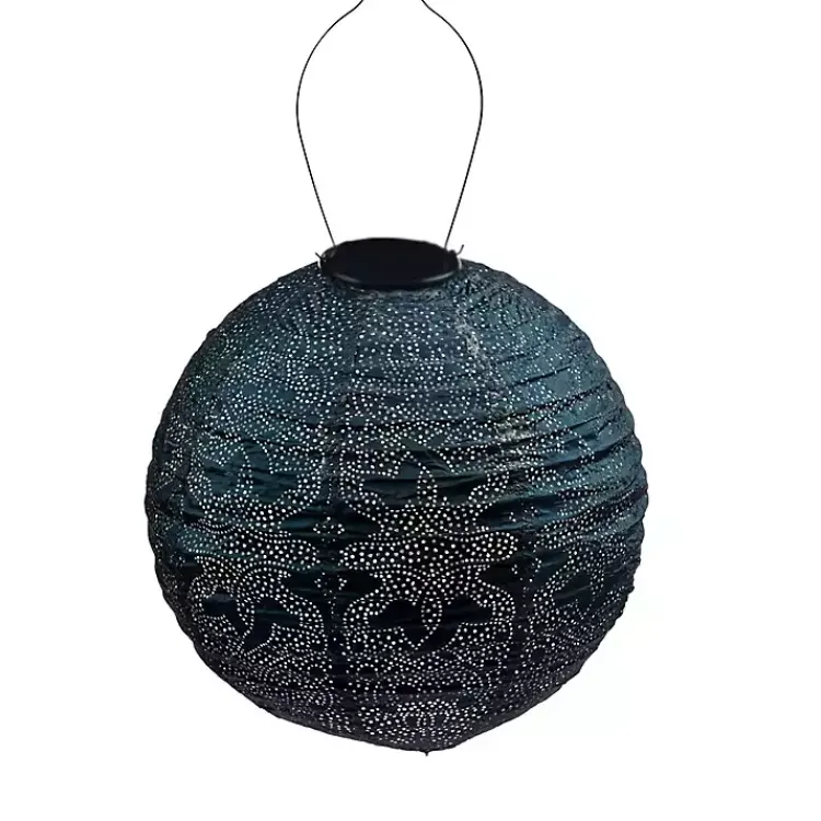 Outdoor Lighting-Kirklands Home LED Round Dark II Outdoor Hanging Lantern Blue
