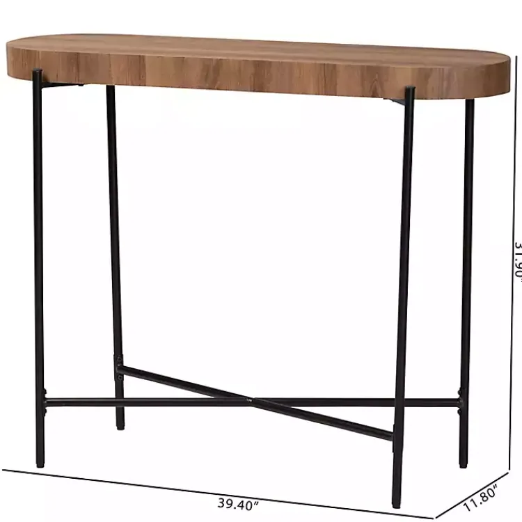 Console Tables-Kirklands Home Oval Light Wood X Base Console Table Brown