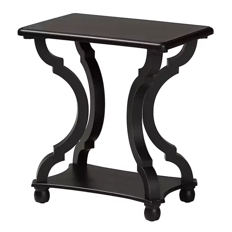 Accent & End Tables-Kirklands Home Hourglass Wood Accent Table Black