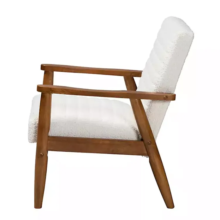 Accent Chairs-Kirklands Home Boucle & Wood Frame Accent Chair Ivory