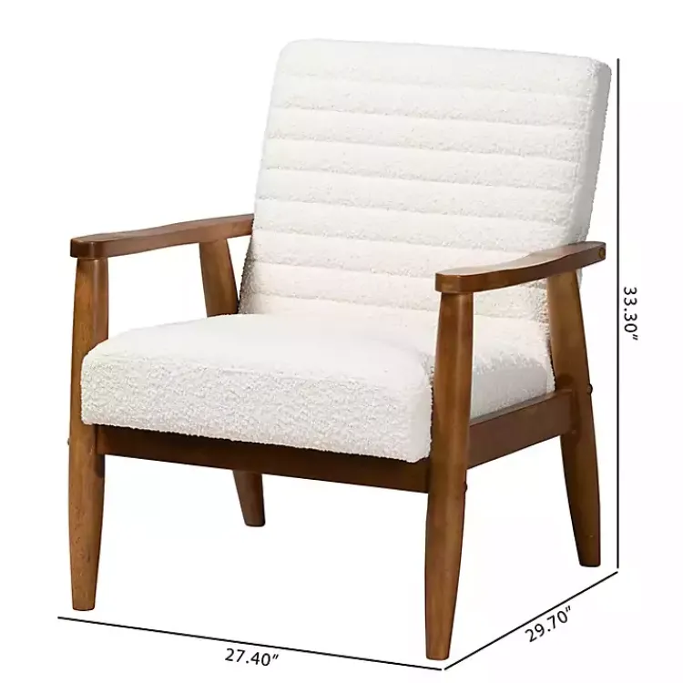 Accent Chairs-Kirklands Home Boucle & Wood Frame Accent Chair Ivory