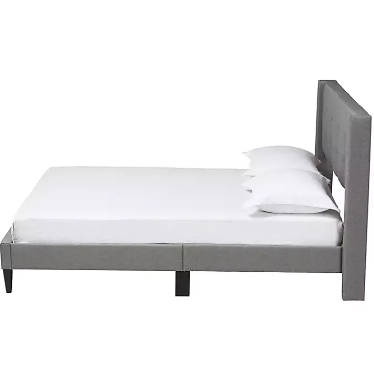 Beds & Headboards-Kirklands Home Amala Button Tufted Queen Bed Frame Gray