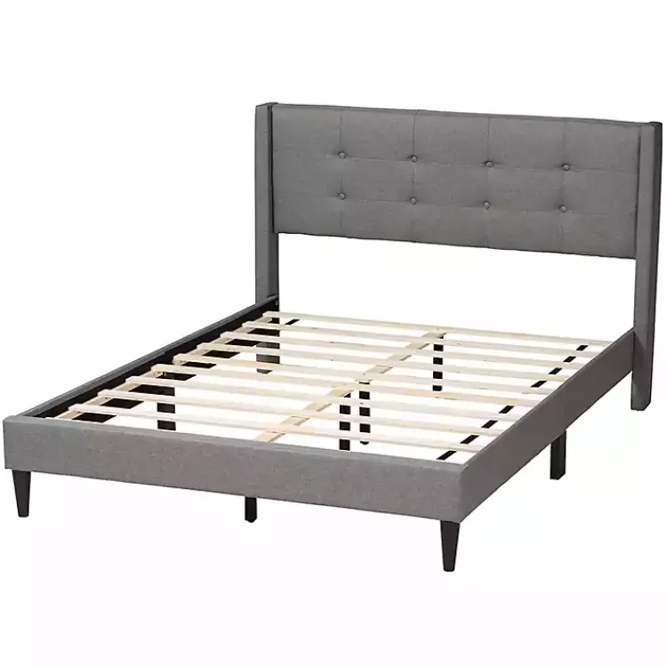 Beds & Headboards-Kirklands Home Amala Button Tufted Queen Bed Frame Gray