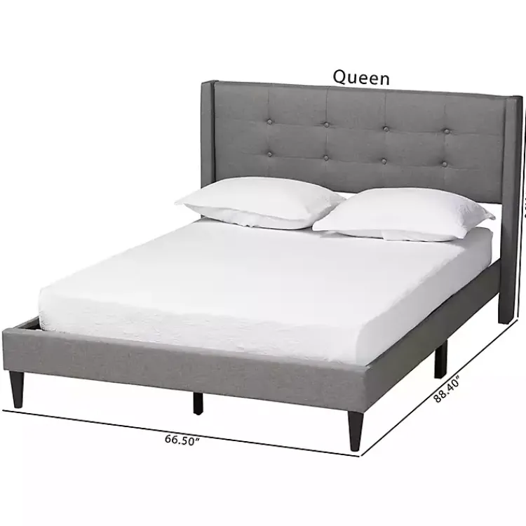 Beds & Headboards-Kirklands Home Amala Button Tufted Queen Bed Frame Gray