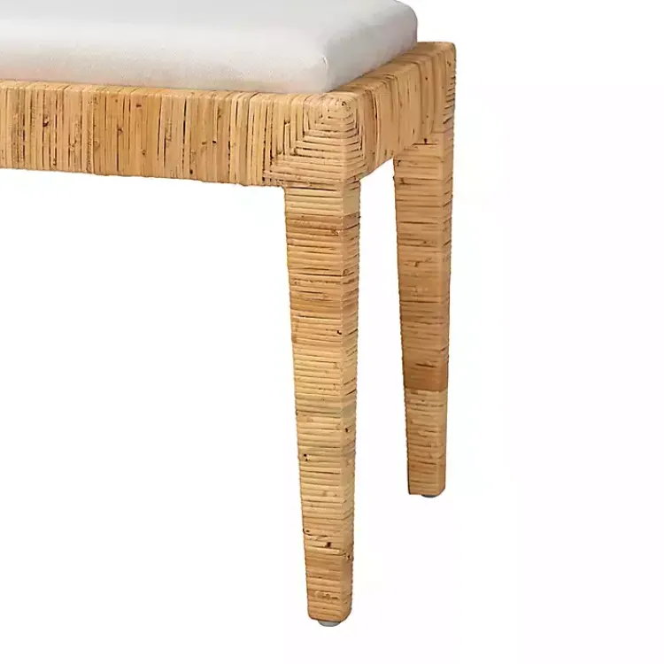 Benches & Ottomans-Kirklands Home and Natural Woven Rattan Bench Ivory