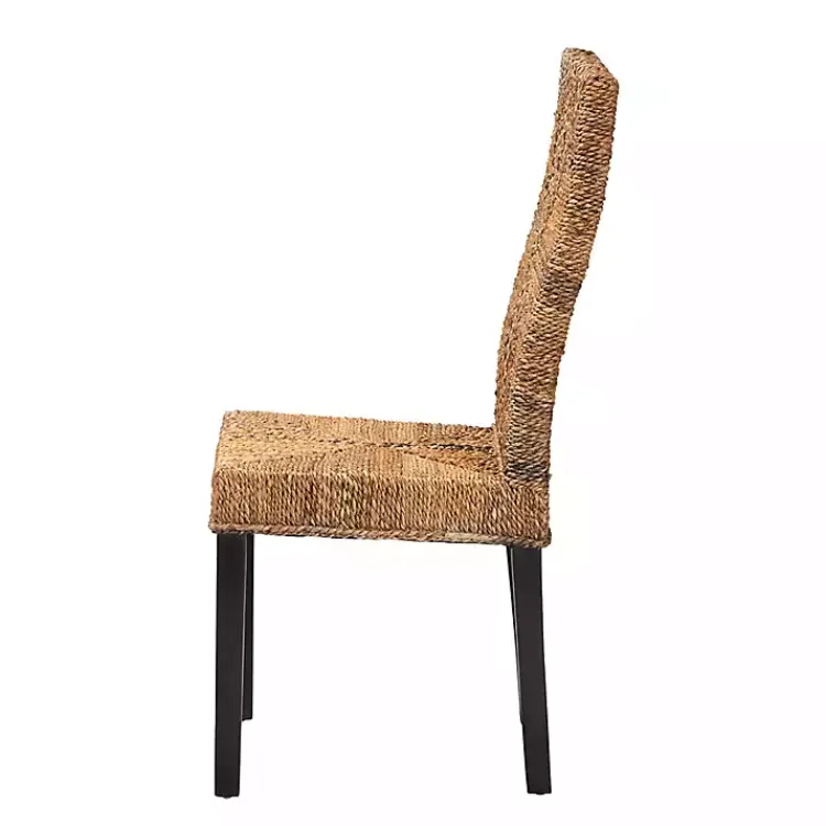 Dining Chairs-Kirklands Home Woven Banana Fiber and Mahogany Dining Chair Tan