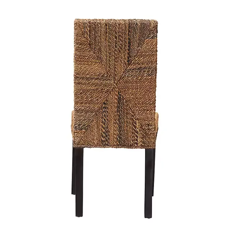 Dining Chairs-Kirklands Home Woven Banana Fiber and Mahogany Dining Chair Tan