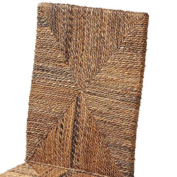 Dining Chairs-Kirklands Home Woven Banana Fiber and Mahogany Dining Chair Tan