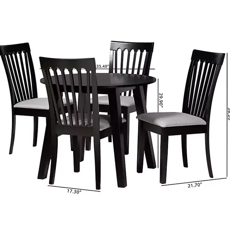 Dining Sets-Kirklands Home Classic Black Round Wood 5-pc. Dining Set Gray