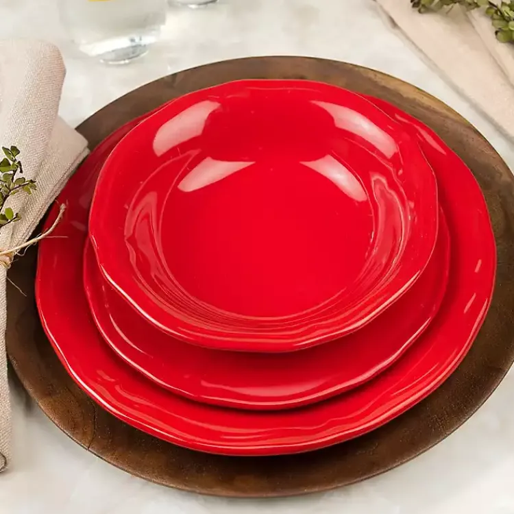 Dinnerware-Kirklands Home Ceramic Soft Scallop 16-pc. Dinnerware Set Red