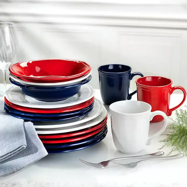 Dinnerware-Kirklands Home Ceramic Soft Scallop 16-pc. Dinnerware Set Red