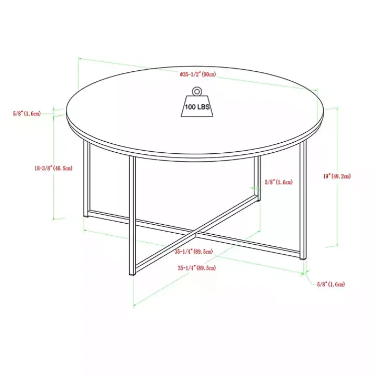 Coffee Tables-Kirklands Home Faux Marble & Gold X-Base Coffee Table White
