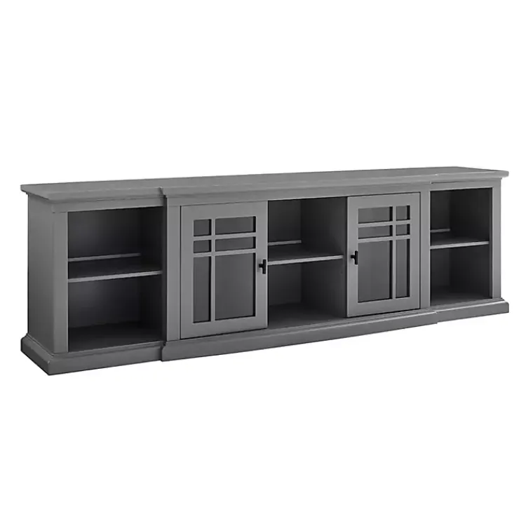 Tv Stands & Media Consoles-Kirklands Home Transitional Breakfront 2-Door Media Console Gray