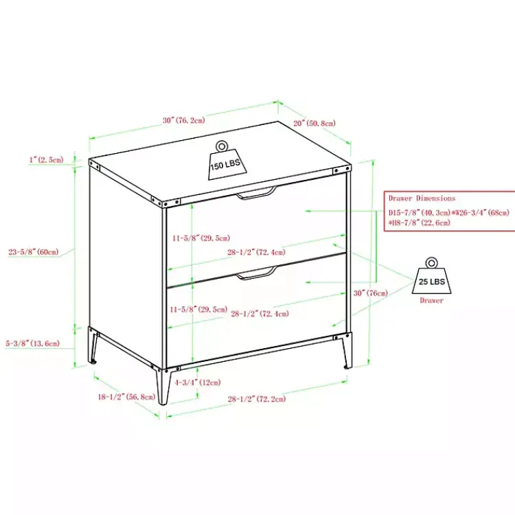 Office Furniture-Kirklands Home Wood and Iron Accent Filing Cabinet Gray