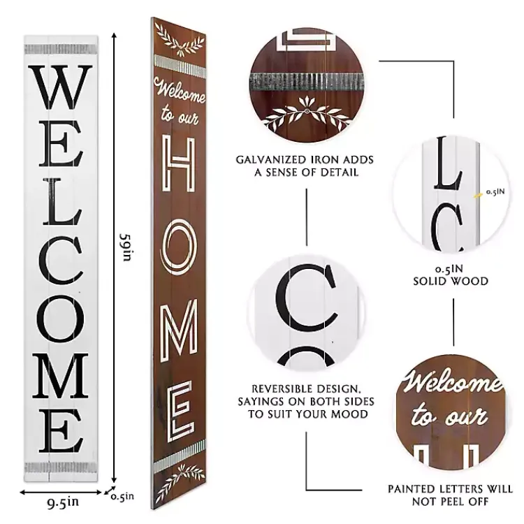 Garden Decor-Kirklands Home Brown and White Welcome Home Two-Sided Porch Board