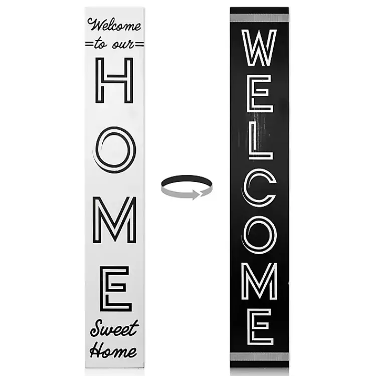 Garden Decor-Kirklands Home Black and White Welcome Home Two-Sided Porch Board