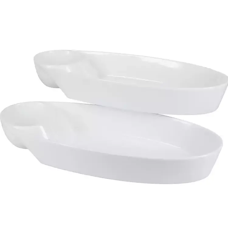 Serving & Entertaining-Kirklands Home Porcelain Chip & Dip Bowls, Set of 2 White
