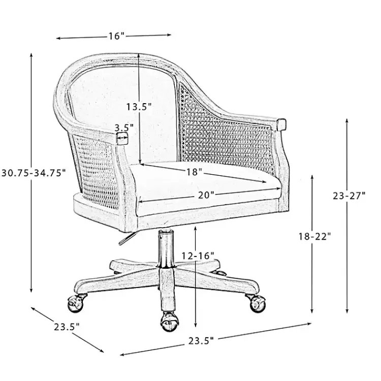 Office Furniture-Kirklands Home Rattan Swivel Office Chair Ivory