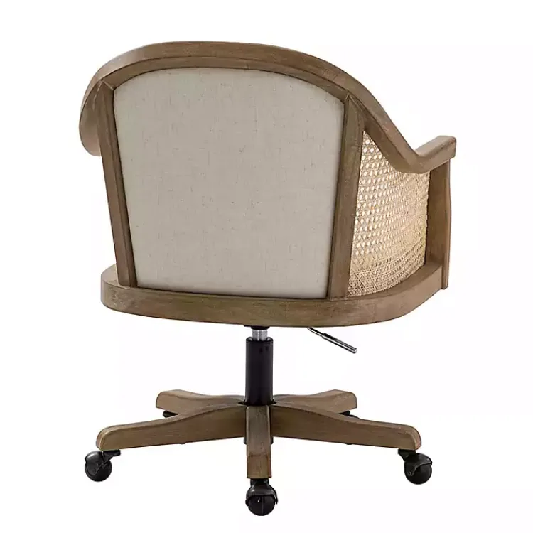 Office Furniture-Kirklands Home Rattan Swivel Office Chair Ivory