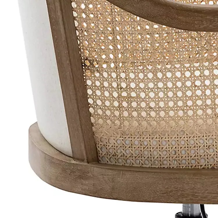 Office Furniture-Kirklands Home Rattan Swivel Office Chair Ivory