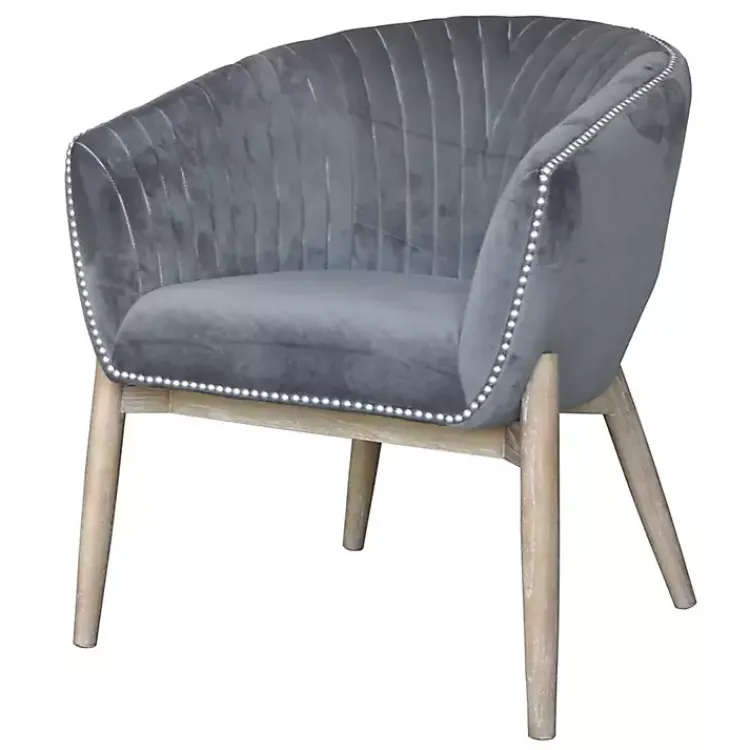 Accent Chairs-Kirklands Home Nadia Velvet Club Chair Gray