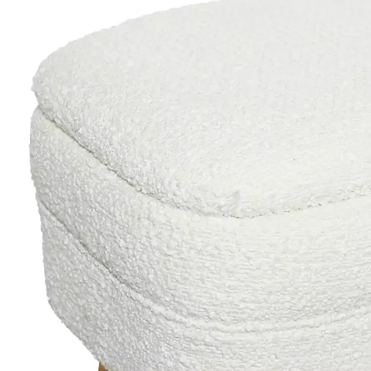 Benches & Ottomans-Kirklands Home Upholstered Wood Leg Storage Bench Ivory