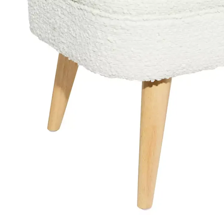 Benches & Ottomans-Kirklands Home Upholstered Wood Leg Storage Bench Ivory