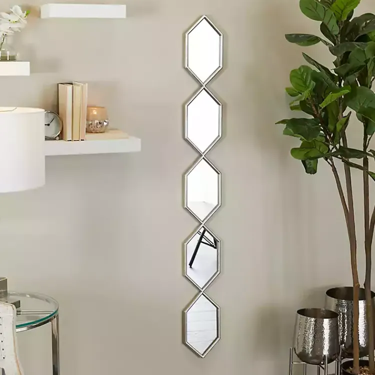 Decorative Mirrors-Kirklands Home Slim Stacked Hexagons Wall Mirror Silver