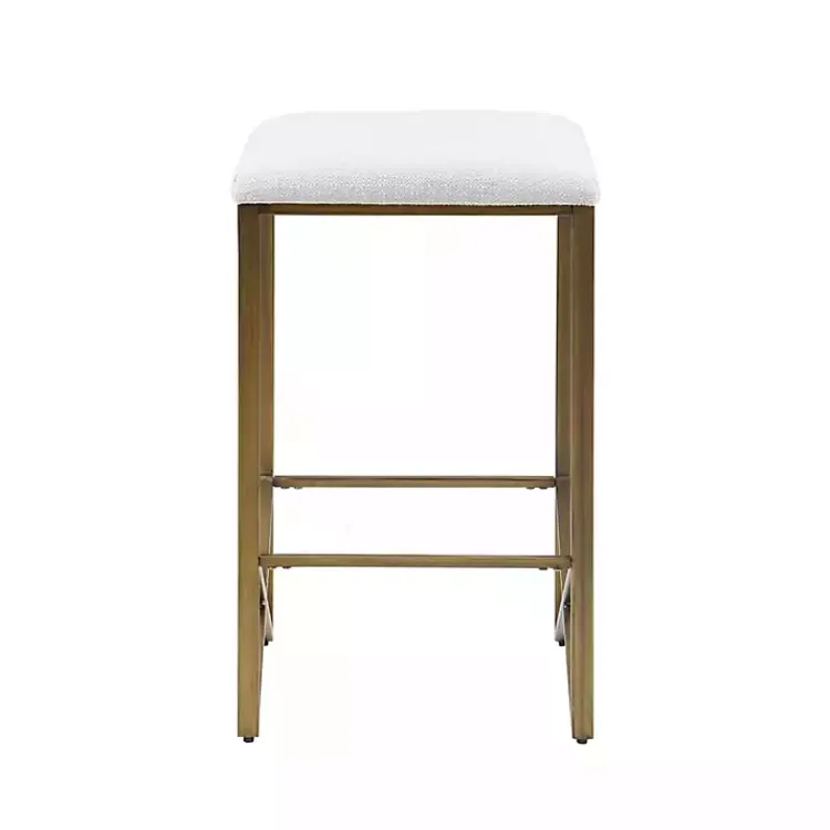 Bar Stools & Counter Height Stools-Kirklands Home Ivory and Gold Backless Counter Stool White
