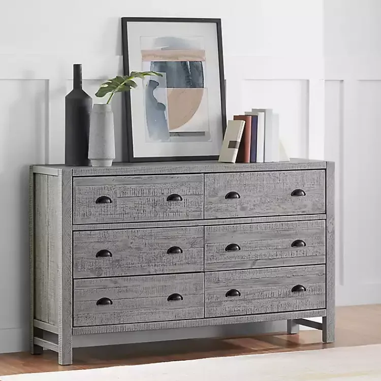 Dressers & Chests-Kirklands Home Arden Wood 6-Drawer Dresser Gray