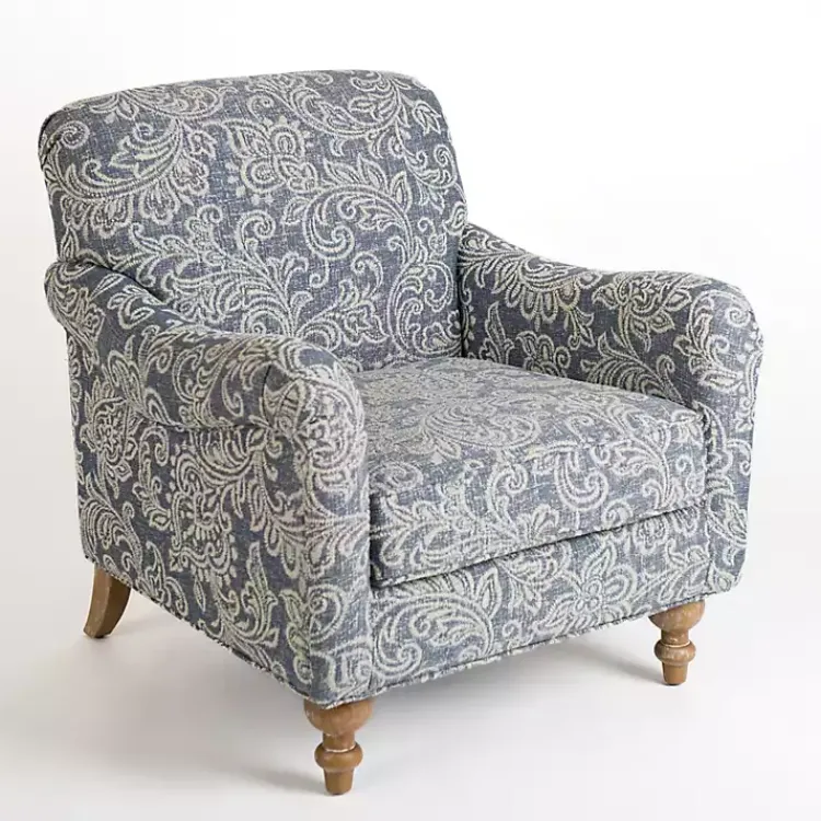 Accent Chairs-Kirklands Home Blue Floral English Armchair