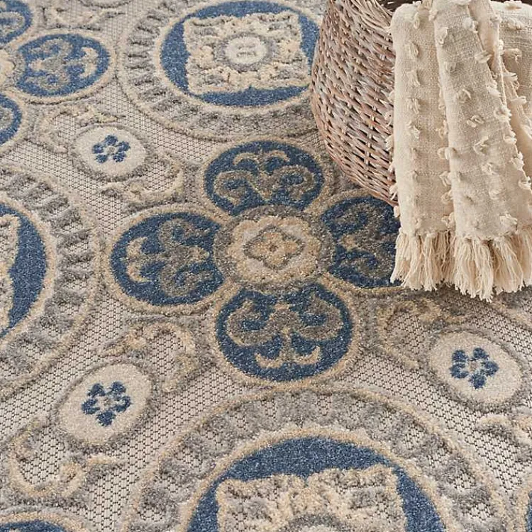 Outdoor Rugs-Kirklands Home Aloha Blue Medallion Indoor/Outdoor Area Rug, 3x5