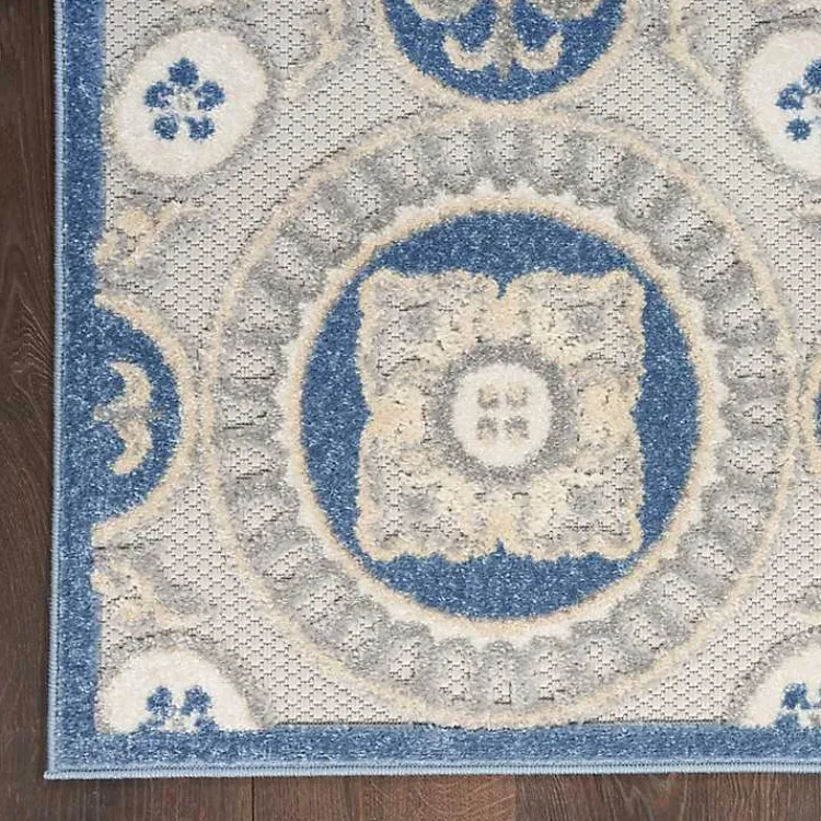 Outdoor Rugs-Kirklands Home Aloha Blue Medallion Indoor/Outdoor Area Rug, 5x7
