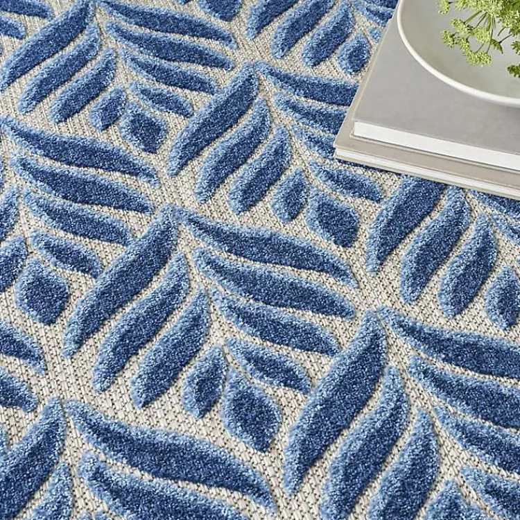 Outdoor Rugs-Kirklands Home Aloha Blue Botanical Indoor/Outdoor Area Rug, 9x12