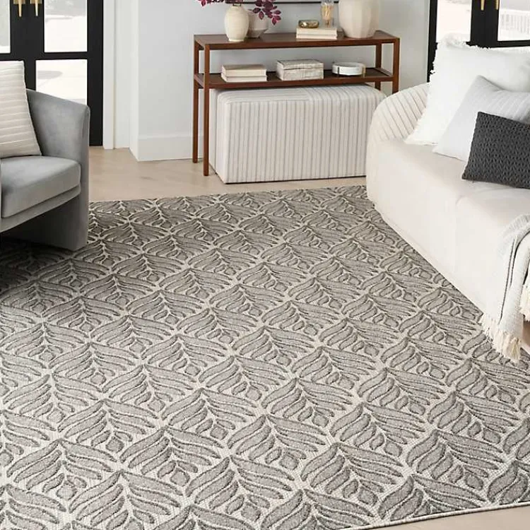 Outdoor Rugs-Kirklands Home Aloha Botanical Indoor/Outdoor Rug, 3x5 Gray