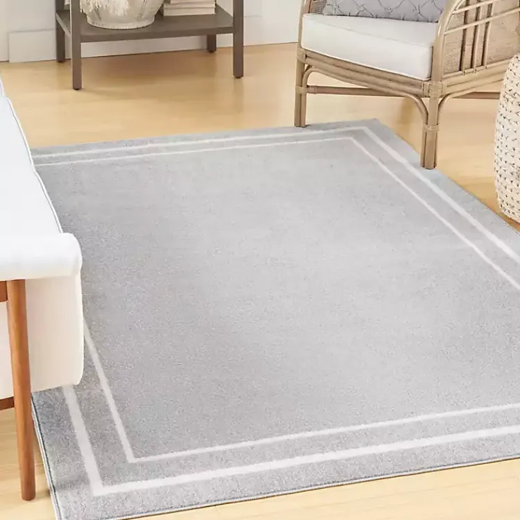 Outdoor Rugs-Kirklands Home Gray Bordered Indoor/Outdoor Area Rug, 6x9