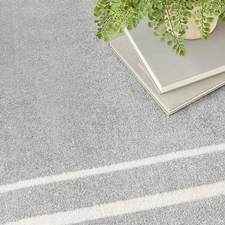 Outdoor Rugs-Kirklands Home Gray Bordered Indoor/Outdoor Area Rug, 6x9