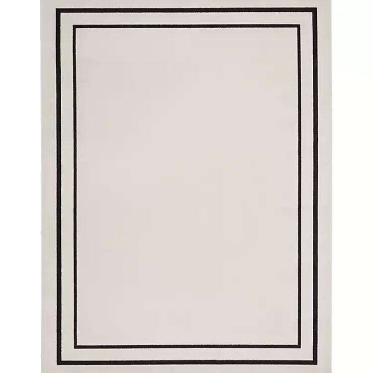 Outdoor Rugs-Kirklands Home Bordered Indoor/Outdoor Area Rug, 8x10 Ivory