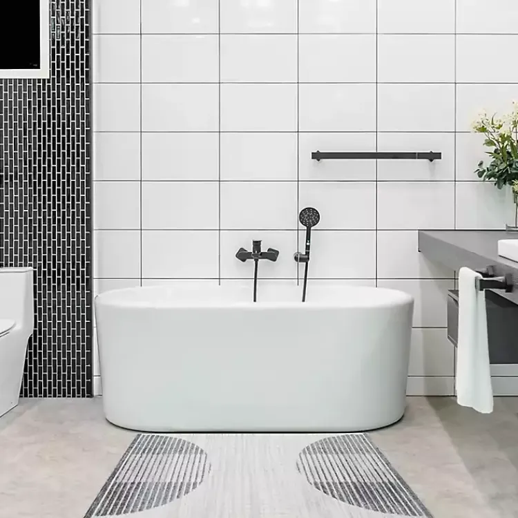 Area Rugs-Kirklands Home Blue Linear Geometric Washable Accent Rug, 2x4